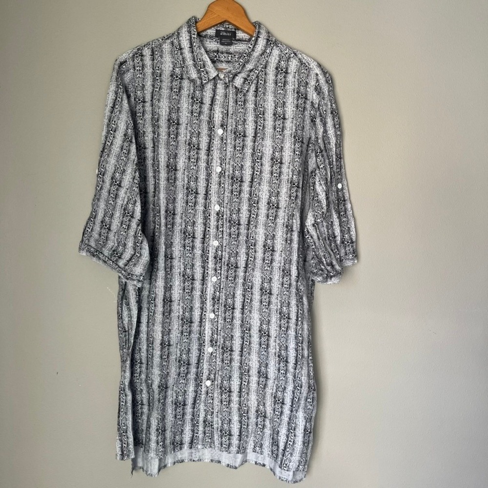 Pure Amici 100% Linen Shift‎ Dress Size XL Button Front